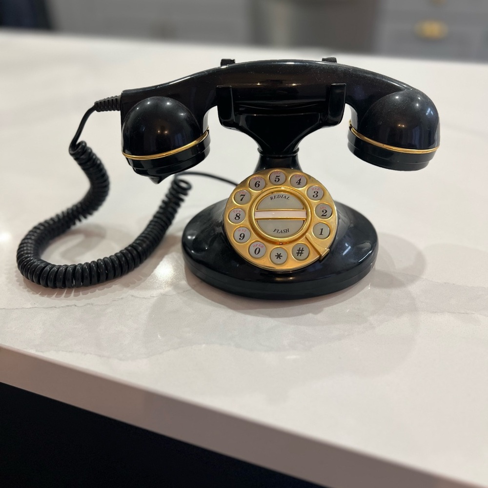 Vintage Black and Gold Rotary Phone